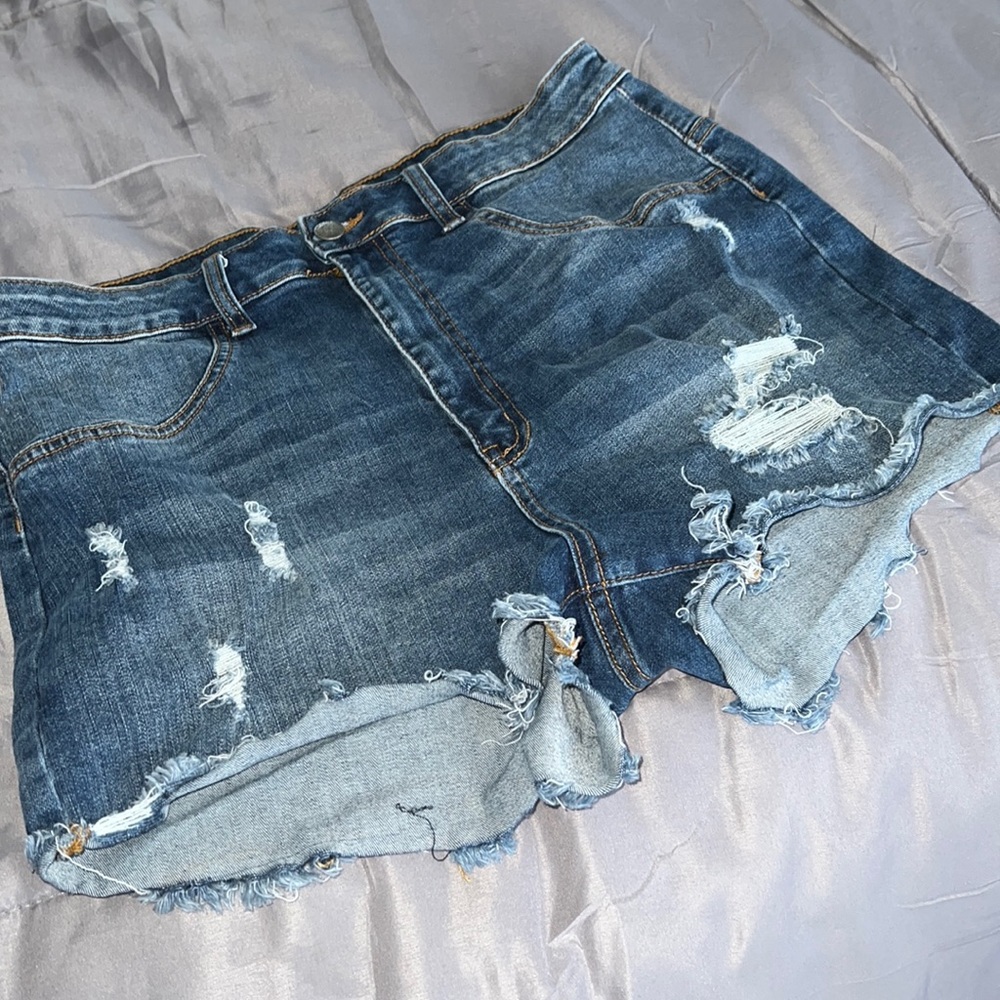 Distressed Denim Shorts